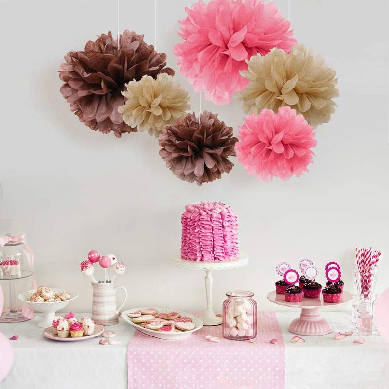 Binpeng Paper Pom Poms Hanging Paper Flower Ball Wedding Celebrations Decorations Outdoor Decoration Flowers Craft for Birthday Party (Gray 6PCS) - Image 4